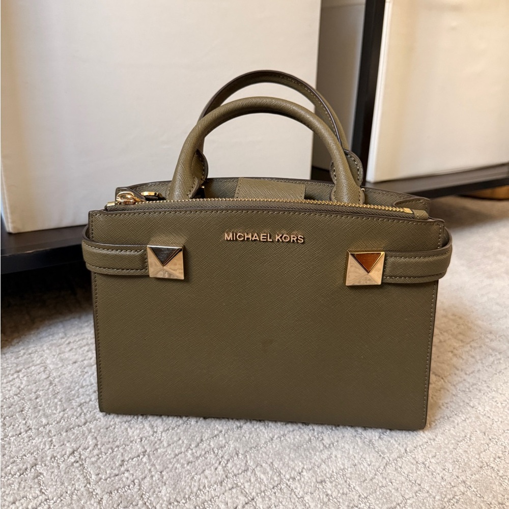 Michael Kors Karla SM Satchel Leather Olive